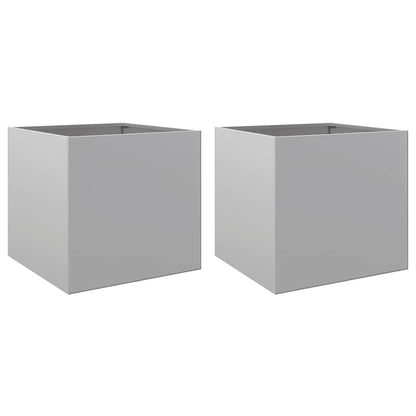 Planters 2 pcs Silver 42x40x39 cm Galvanised Steel