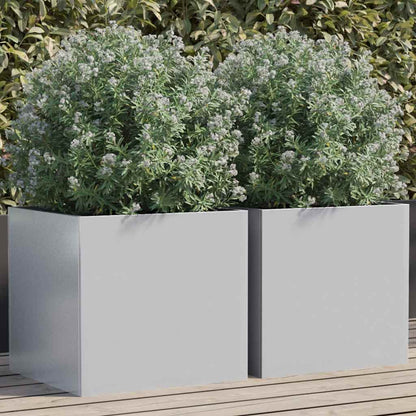 Planters 2 pcs Silver 42x40x39 cm Galvanised Steel