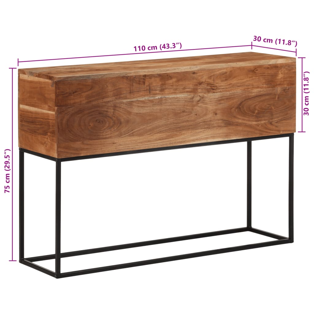 Console Table 110x30x75 cm Solid Wood Acacia and Iron
