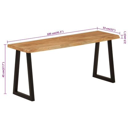 Bench with Live Edge 105 cm Solid Wood Acacia
