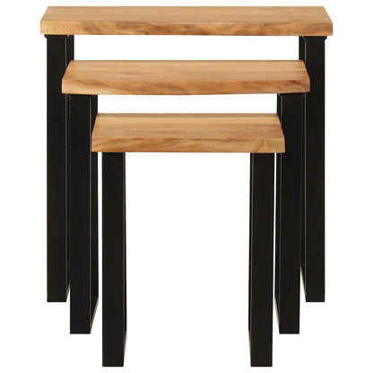 Nesting Tables 3 pcs with Live Edge Solid Wood Acacia