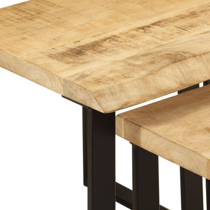 Nesting Tables 3 pcs with Live Edge Solid Wood Mango