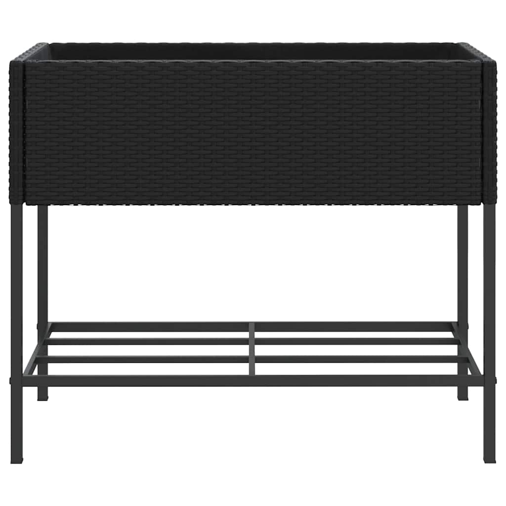 Garden Planters with Shelf 2 pcs Black 90x40x75 cm Poly Rattan