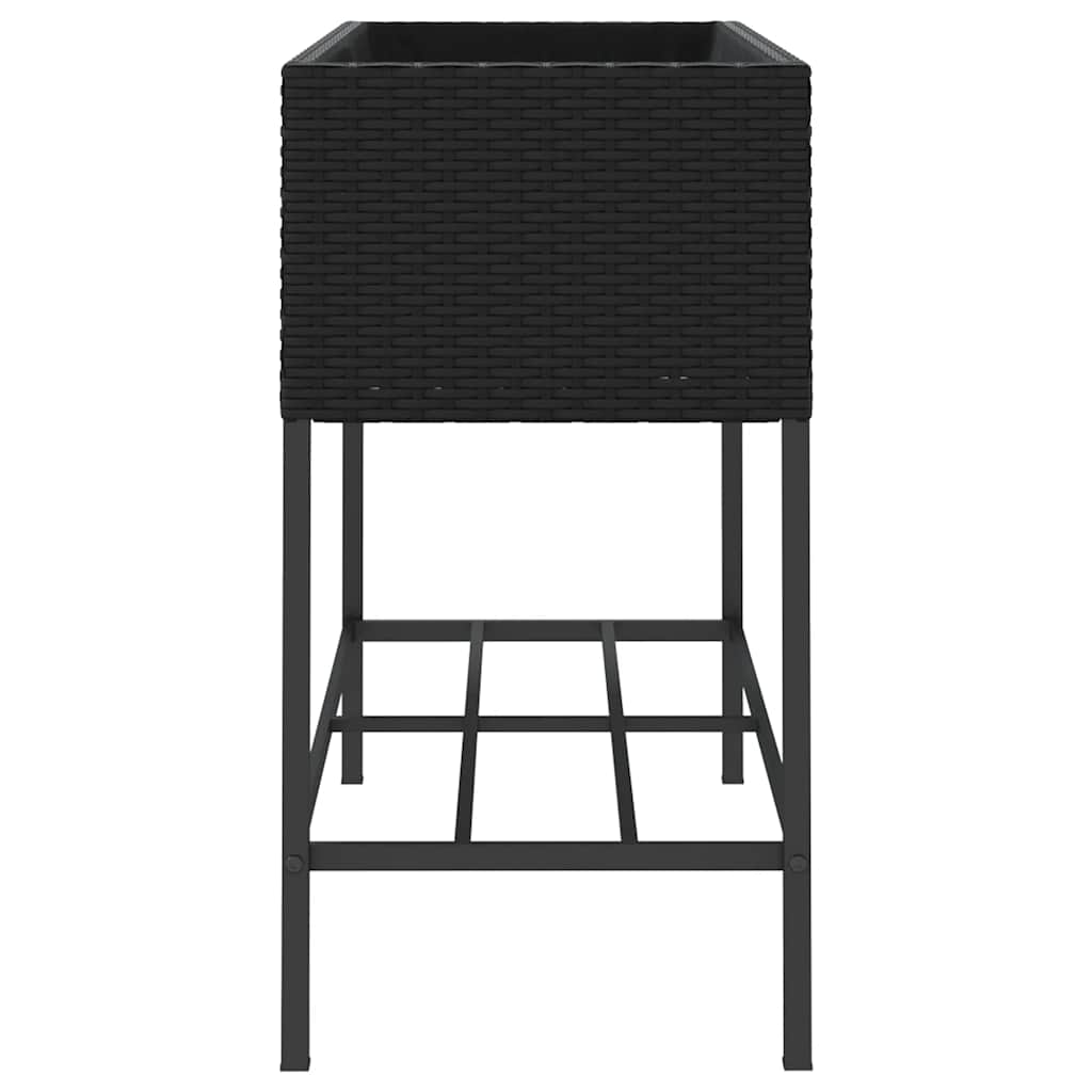 Garden Planters with Shelf 2 pcs Black 90x40x75 cm Poly Rattan