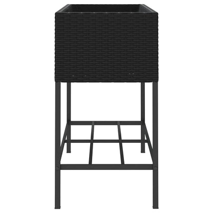Garden Planters with Shelf 2 pcs Black 90x40x75 cm Poly Rattan
