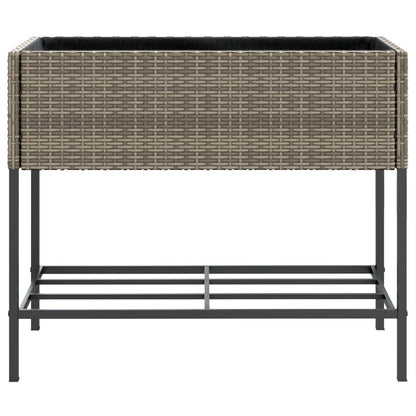 Garden Planters with Shelf 2 pcs Grey 90x40x75 cm Poly Rattan