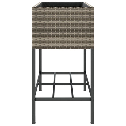 Garden Planters with Shelf 2 pcs Grey 90x40x75 cm Poly Rattan