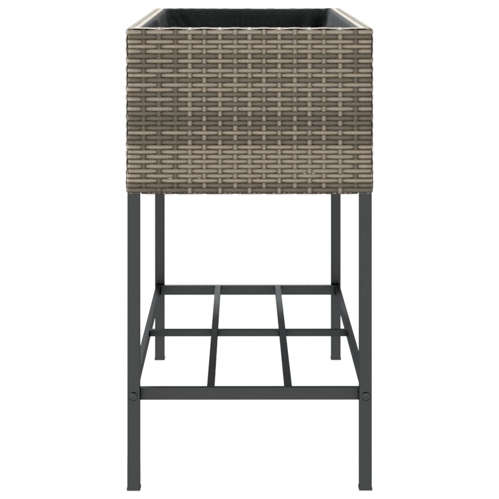 Garden Planters with Shelf 2 pcs Grey 90x40x75 cm Poly Rattan