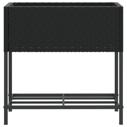 Garden Planters with Shelf 2 pcs Black 70x28x70 cm Poly Rattan