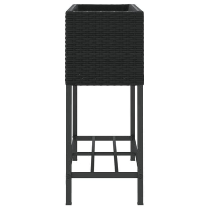 Garden Planters with Shelf 2 pcs Black 70x28x70 cm Poly Rattan