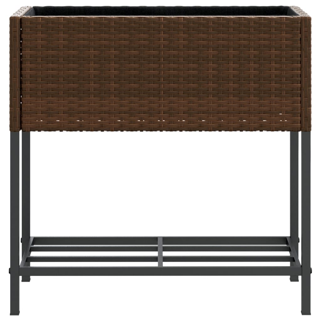 Garden Planters with Shelf 2 pcs Brown 70x28x70 cm Poly Rattan