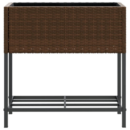 Garden Planters with Shelf 2 pcs Brown 70x28x70 cm Poly Rattan