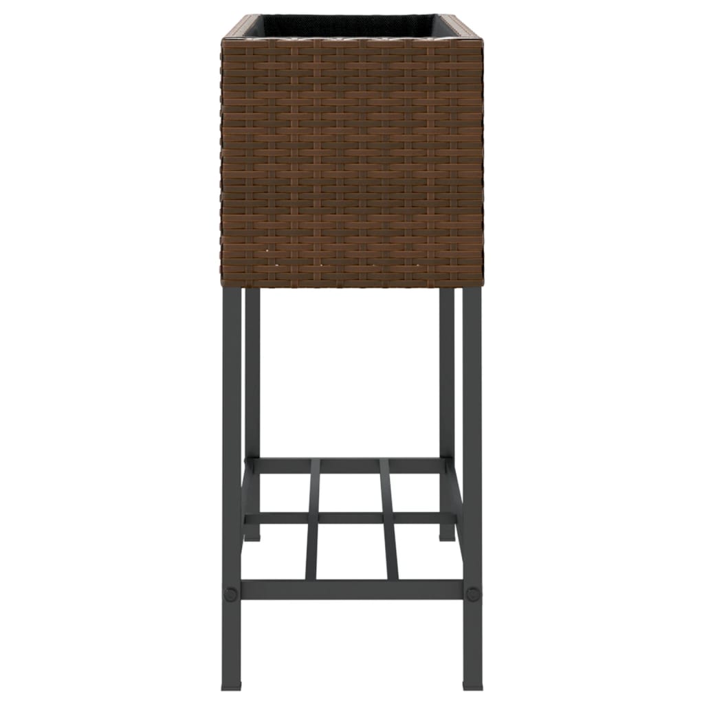 Garden Planters with Shelf 2 pcs Brown 70x28x70 cm Poly Rattan