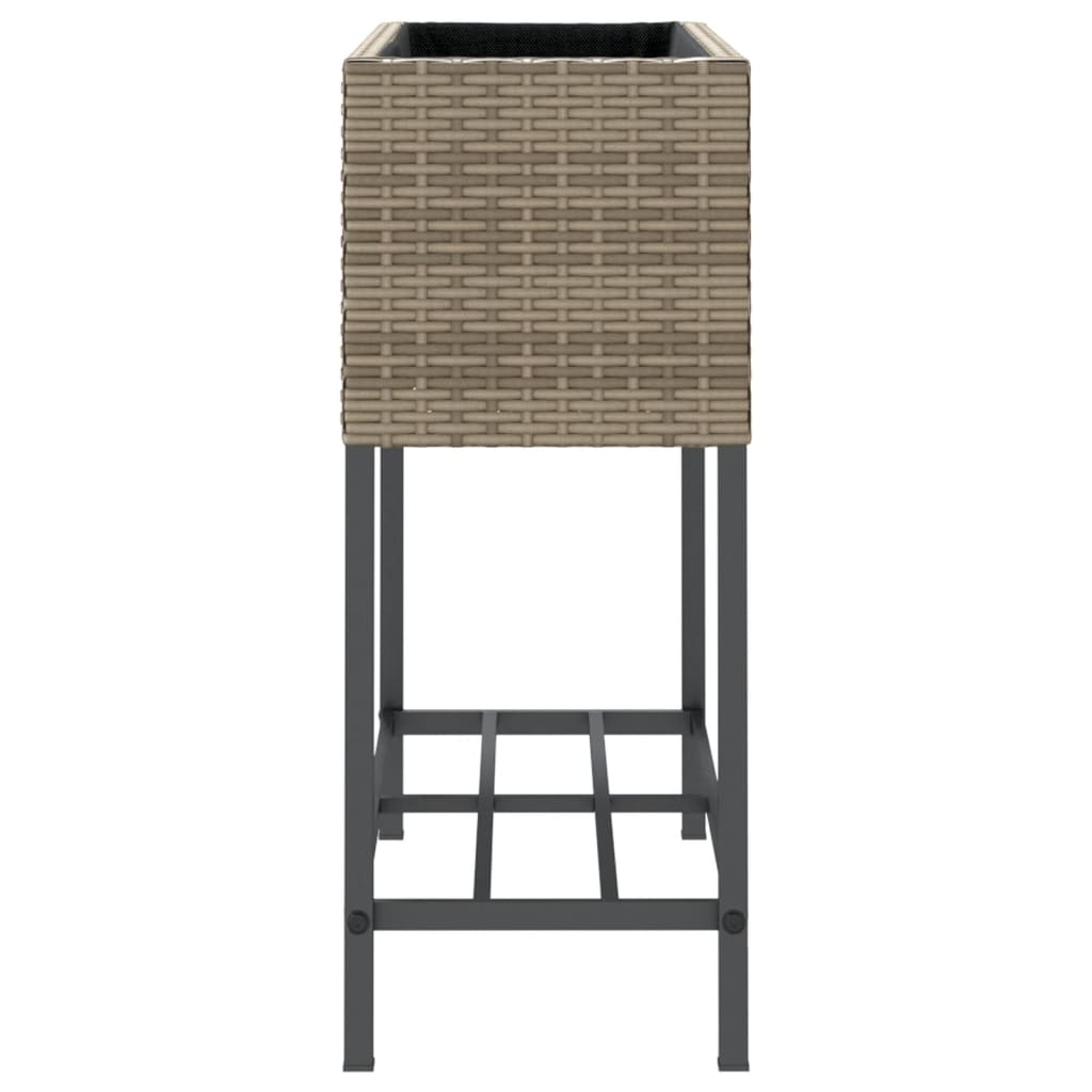 Garden Planters with Shelf 2 pcs Grey 70x28x70 cm Poly Rattan