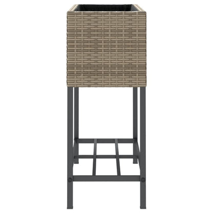 Garden Planters with Shelf 2 pcs Grey 70x28x70 cm Poly Rattan