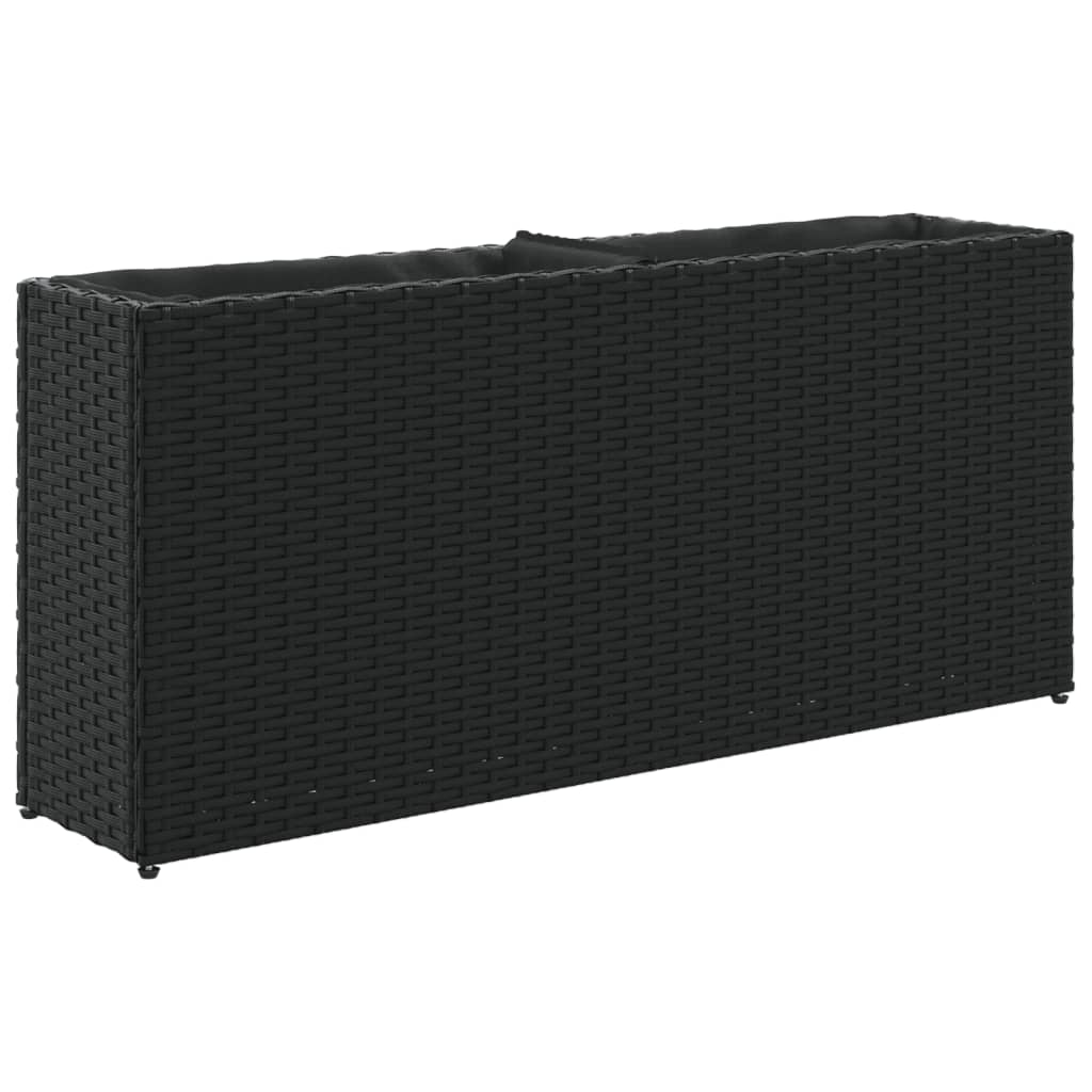 Garden Planters with 2 Pots 2 pcs Black 90x20x40 cm Poly Rattan