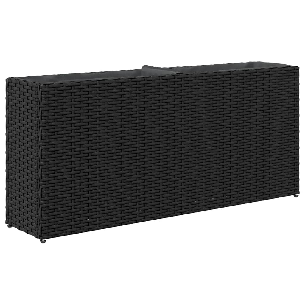 Garden Planters with 2 Pots 2 pcs Black 90x20x40 cm Poly Rattan