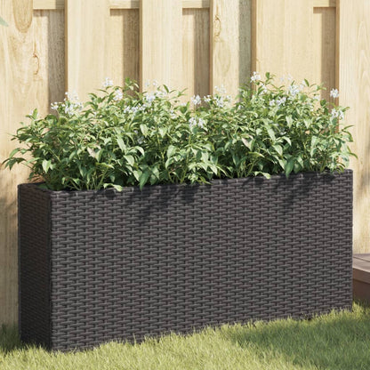 Garden Planters with 2 Pots 2 pcs Black 90x20x40 cm Poly Rattan