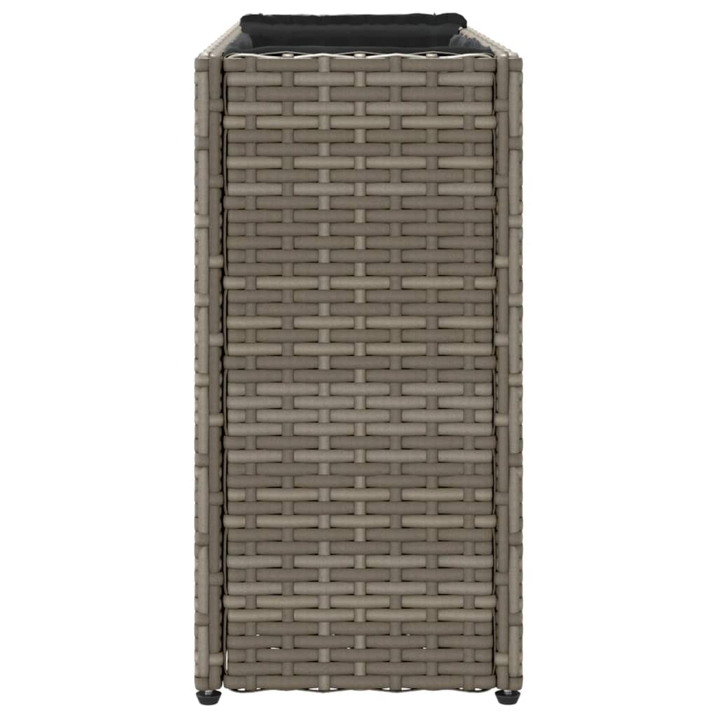 Garden Planters with 2 Pots 2 pcs Grey 90x20x40 cm Poly Rattan