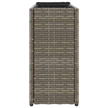 Garden Planters with 2 Pots 2 pcs Grey 90x20x40 cm Poly Rattan