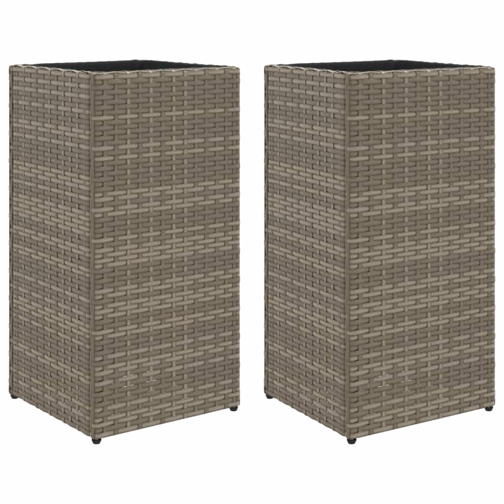 Garden Planters 2 pcs Grey 30x30x60 cm Poly Rattan
