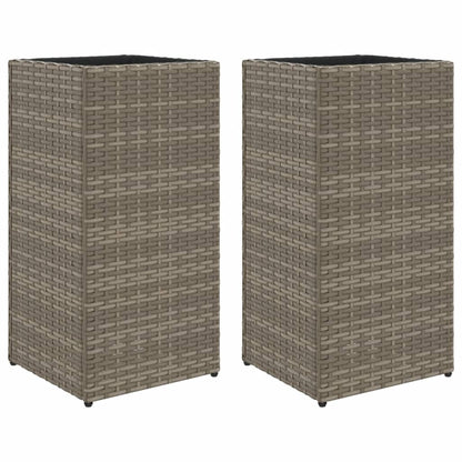 Garden Planters 2 pcs Grey 30x30x60 cm Poly Rattan