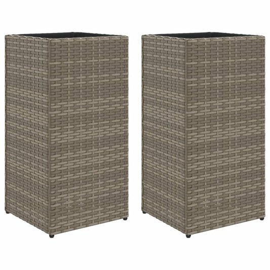 Garden Planters 2 pcs Grey 30x30x60 cm Poly Rattan