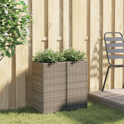 Garden Planters 2 pcs Grey 30x30x60 cm Poly Rattan