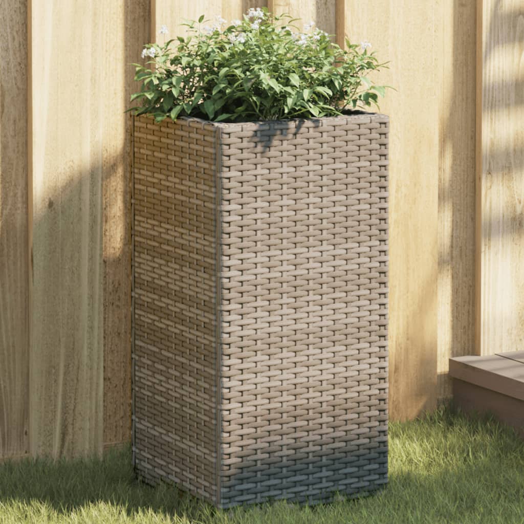 Garden Planters 2 pcs Grey 30x30x60 cm Poly Rattan