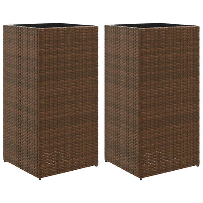 Garden Planters 2 pcs Brown 40x40x80 cm Poly Rattan