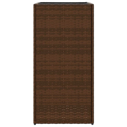 Garden Planters 2 pcs Brown 40x40x80 cm Poly Rattan