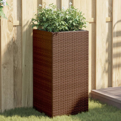 Garden Planters 2 pcs Brown 40x40x80 cm Poly Rattan