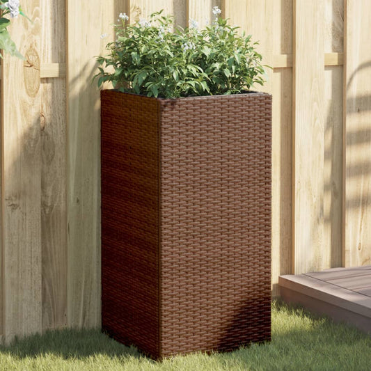 Garden Planters 2 pcs Brown 40x40x80 cm Poly Rattan