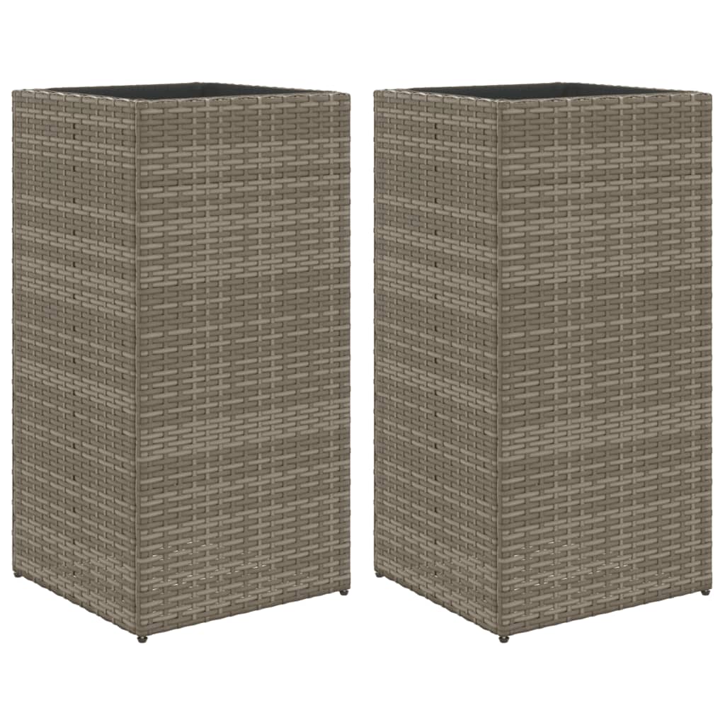 Garden Planters 2 pcs Grey 40x40x80 cm Poly Rattan