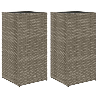 Garden Planters 2 pcs Grey 40x40x80 cm Poly Rattan