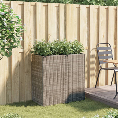 Garden Planters 2 pcs Grey 40x40x80 cm Poly Rattan