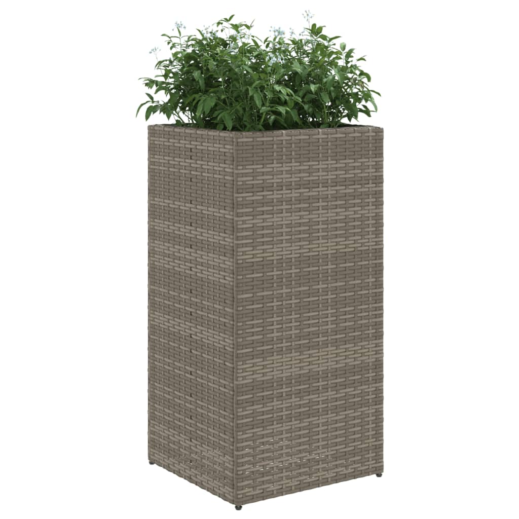 Garden Planters 2 pcs Grey 40x40x80 cm Poly Rattan