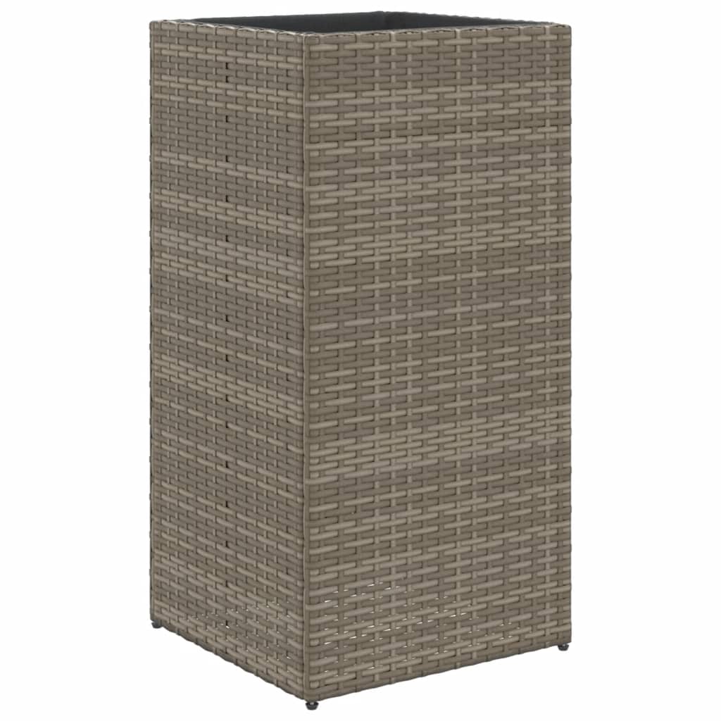 Garden Planters 2 pcs Grey 40x40x80 cm Poly Rattan