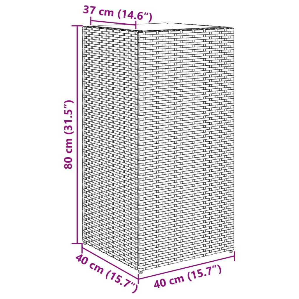 Garden Planters 2 pcs Grey 40x40x80 cm Poly Rattan