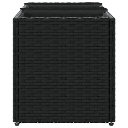 Garden Planters with 3 Pots 2 pcs Black 105x30x32 cm Poly Rattan