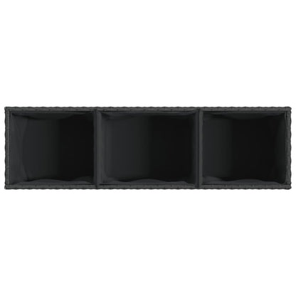 Garden Planters with 3 Pots 2 pcs Black 105x30x32 cm Poly Rattan