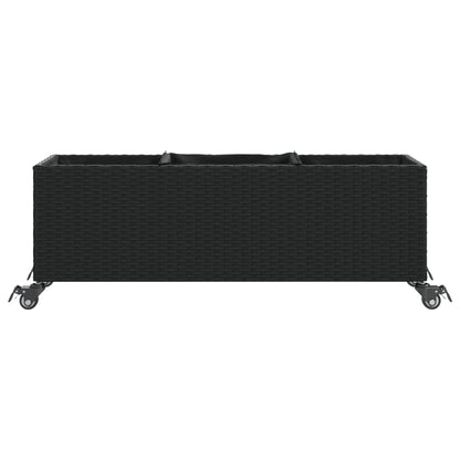 Garden Planters with Wheels 2 pcs Black 107x32x38 cm Poly Rattan