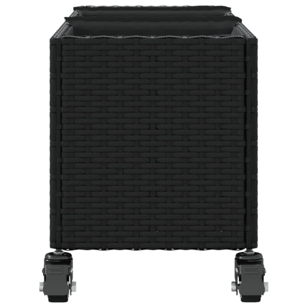 Garden Planters with Wheels 2 pcs Black 107x32x38 cm Poly Rattan