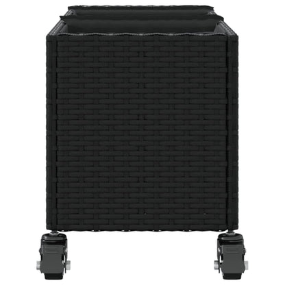 Garden Planters with Wheels 2 pcs Black 107x32x38 cm Poly Rattan