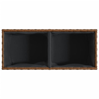 Garden Planters with 2 Pots 2 pcs Brown 72x30x32 cm Poly Rattan