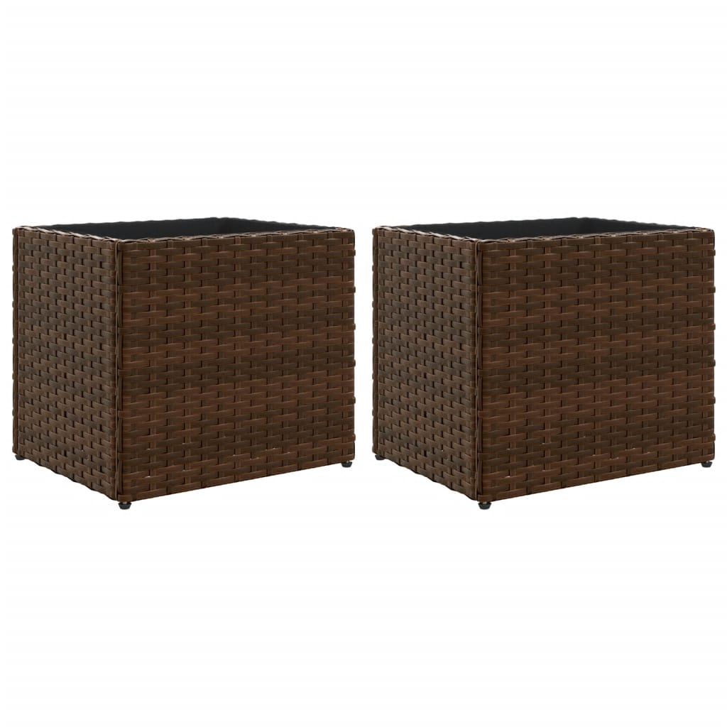 Garden Planters 2 pcs Brown 36x30x32 cm Poly Rattan