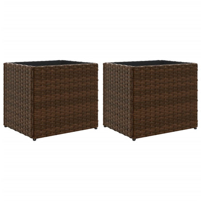 Garden Planters 2 pcs Brown 36x30x32 cm Poly Rattan