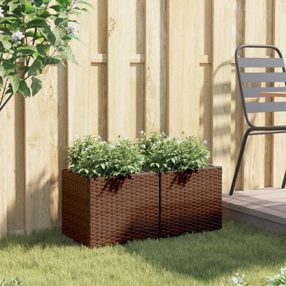 Garden Planters 2 pcs Brown 36x30x32 cm Poly Rattan