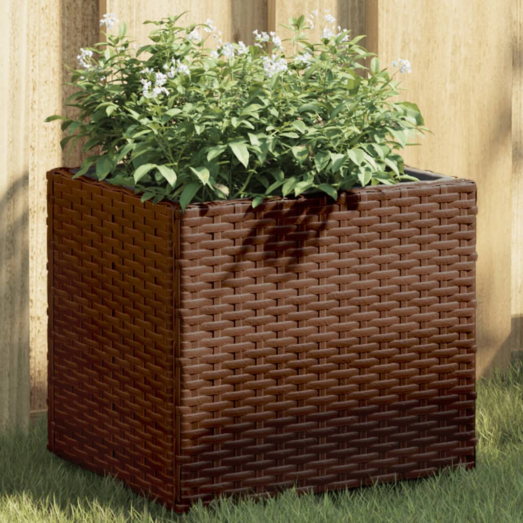 Garden Planters 2 pcs Brown 36x30x32 cm Poly Rattan