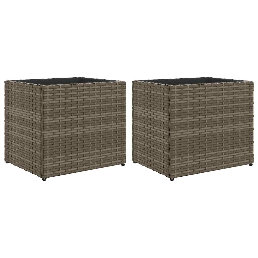 Garden Planters 2 pcs Grey 36x30x32 cm Poly Rattan
